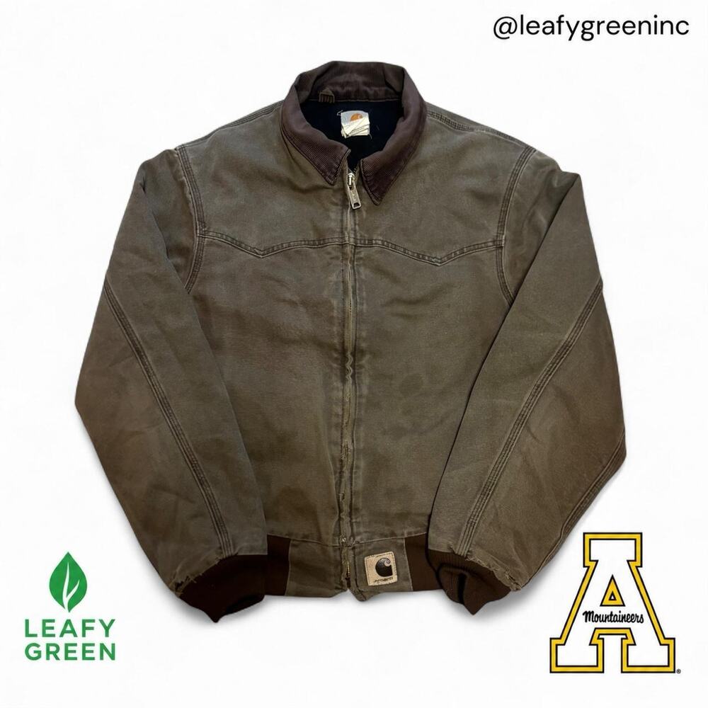 Carhartt J14 CHT Chestnut Brown Santa Fe Duck Canvas Bomber Jacket us sz L